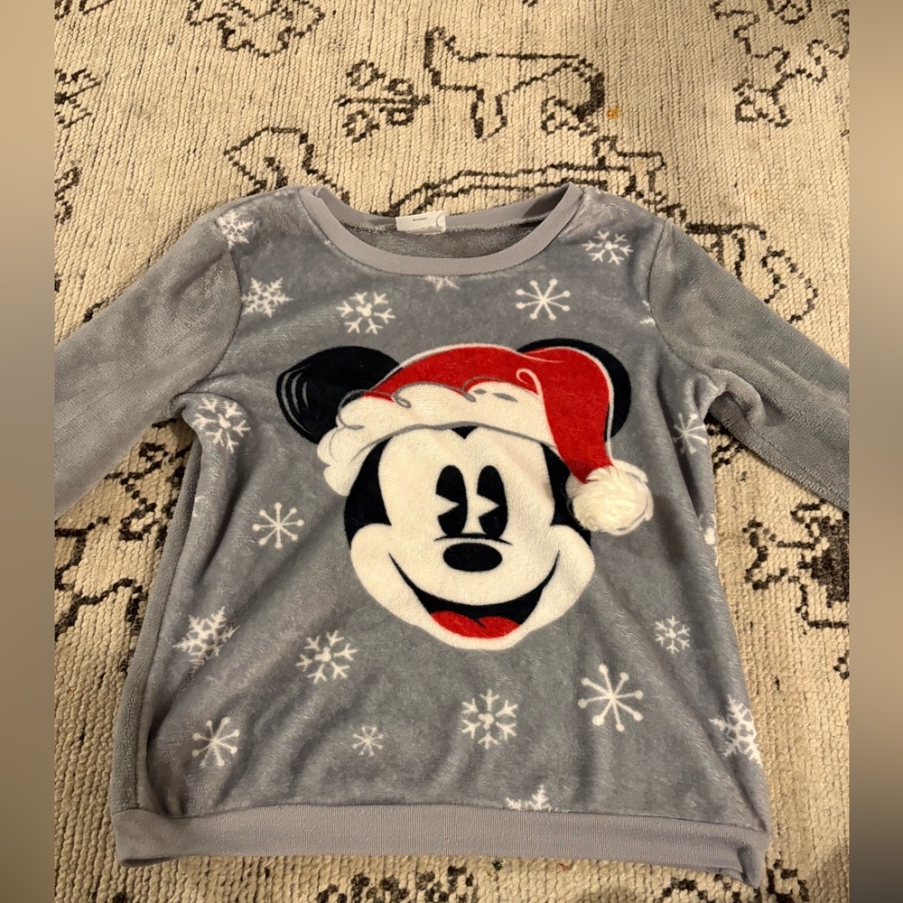 Disney Mickey Mouse Snowflakes Santa Mickey Sweatshirt